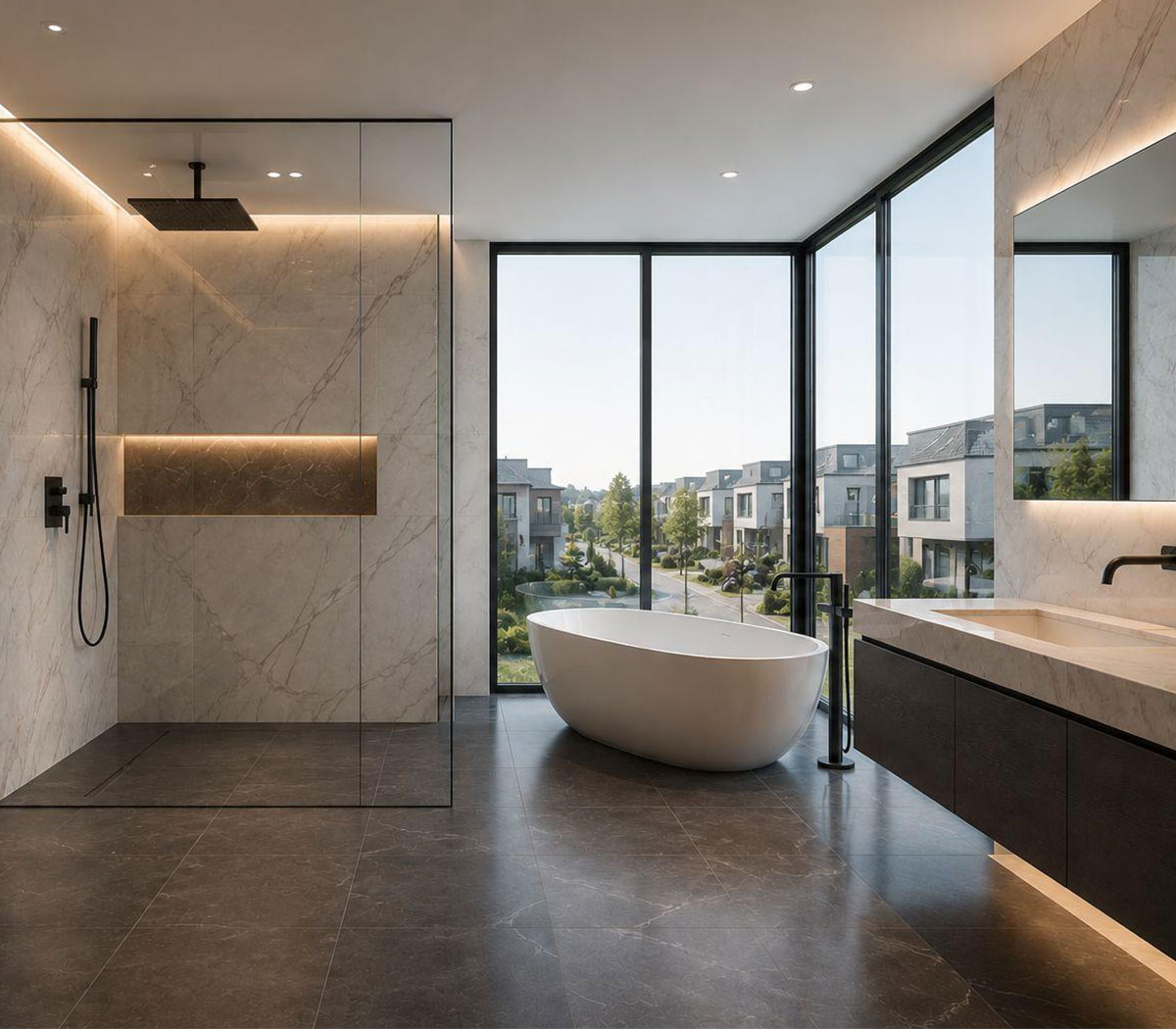 Luxury bathroom with freestanding bath
